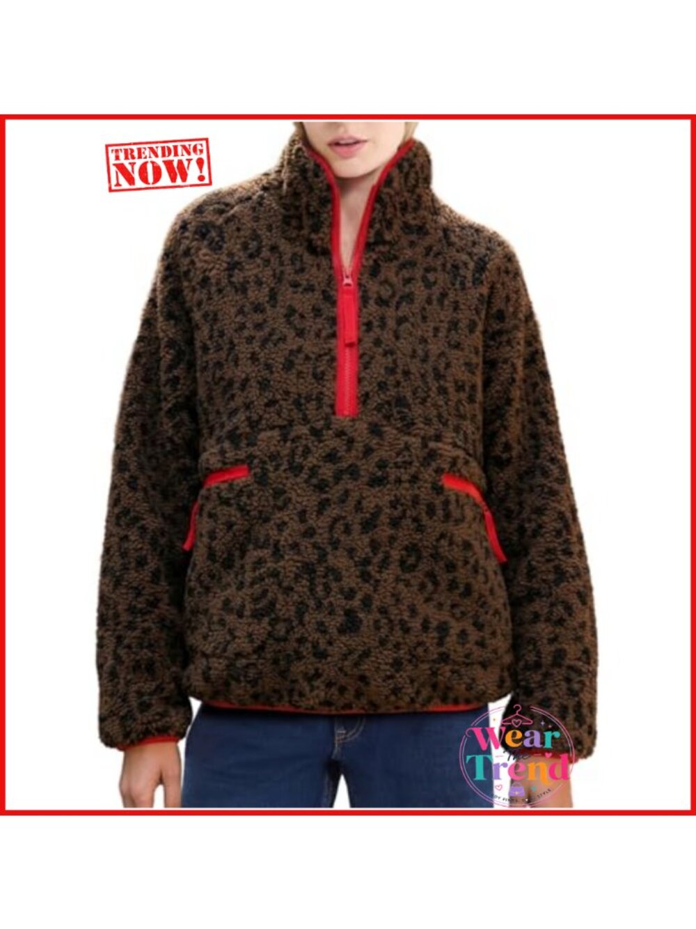 Fuzzy Half Zip Fleece Jacket Sherpa Pullover Sweatshirt Warm Winter Chunky Teddy